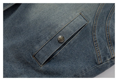 DAXUEN blue denim and leopard fleece reversible vest