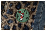 DAXUEN blue denim and leopard fleece reversible vest