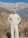 DAXUEN light cream and grey striped reversible jacket — model photo