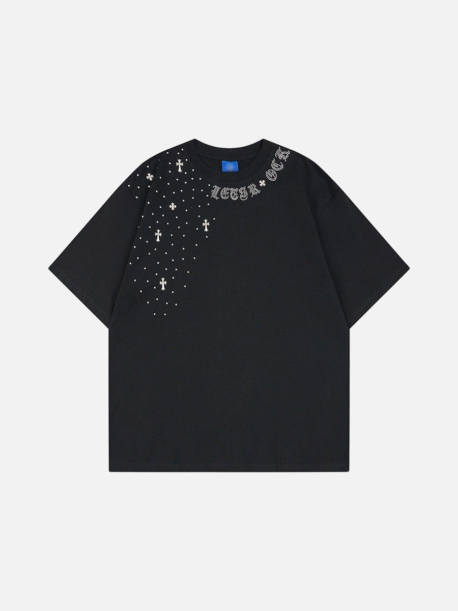 DAXUEN Oversized short-sleeve t-shirt with rhinestone embellishments