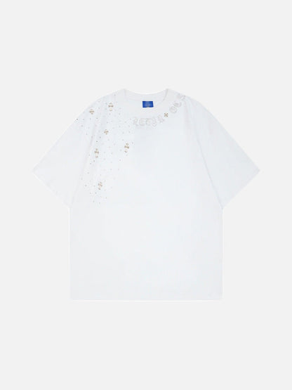 DAXUEN Oversized short-sleeve t-shirt with rhinestone embellishments