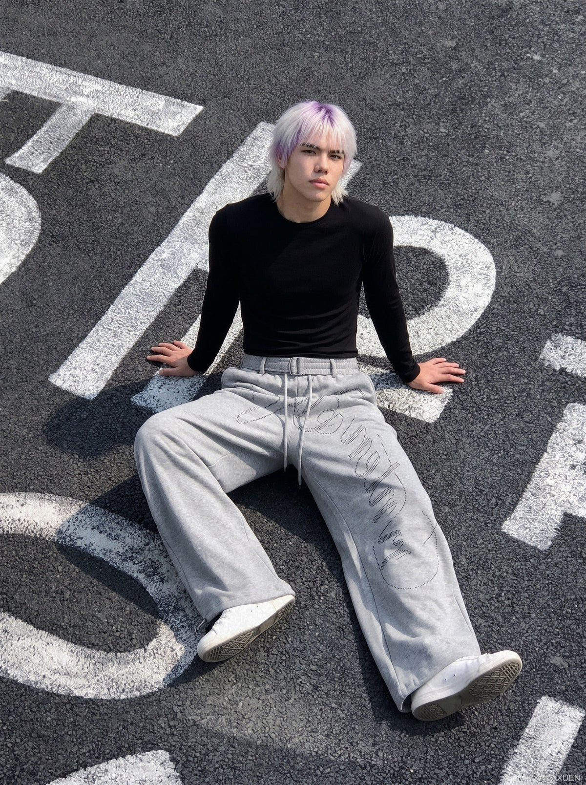 Rhinestone Script Wide-Leg Sweatpants