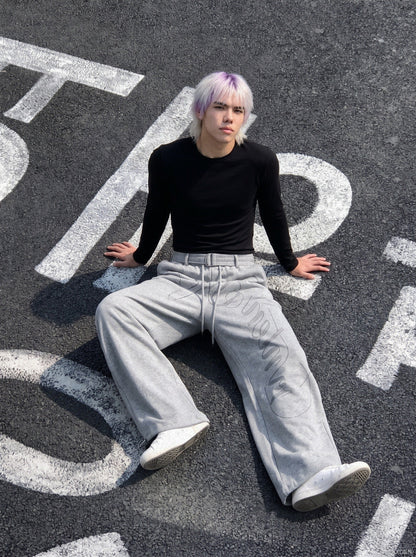 Rhinestone Script Wide-Leg Sweatpants