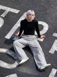 Rhinestone Script Wide-Leg Sweatpants