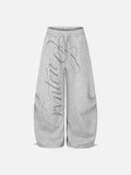 Rhinestone Script Wide-Leg Sweatpants