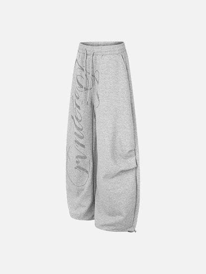 Rhinestone Script Wide-Leg Sweatpants
