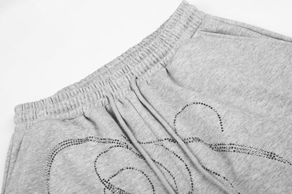 Rhinestone Script Wide-Leg Sweatpants