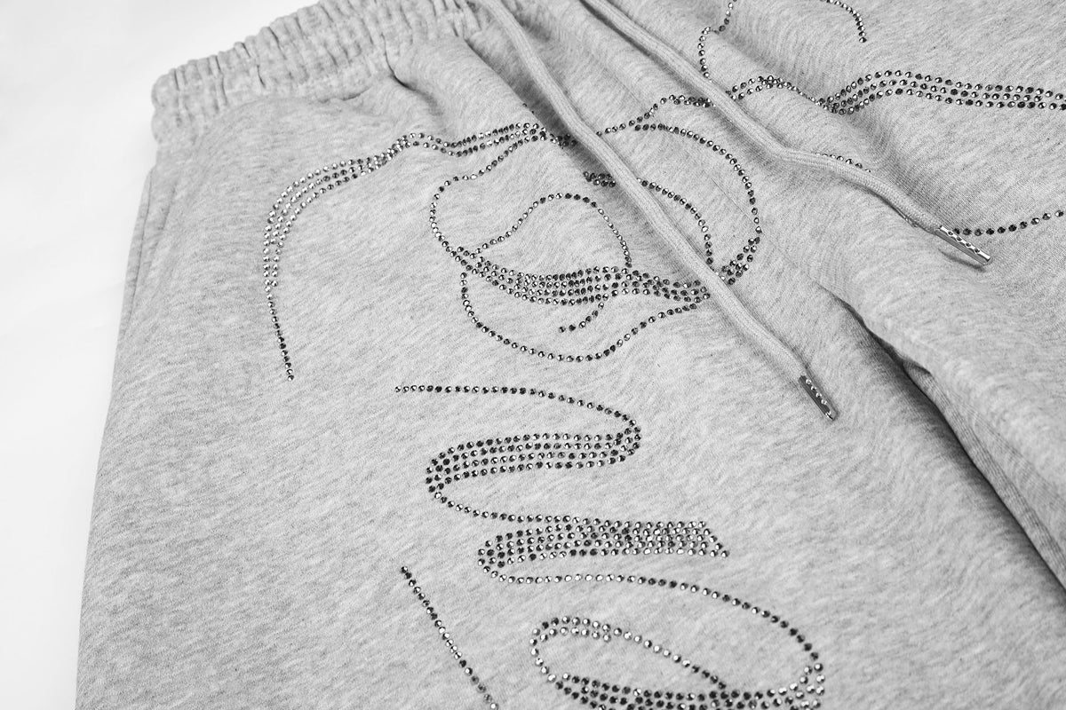 Rhinestone Script Wide-Leg Sweatpants