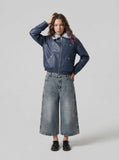DAXUEN Rhinestone wide-leg denim culottes — model photo