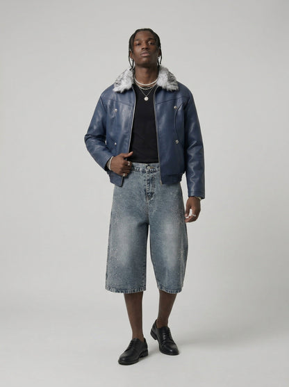 DAXUEN Rhinestone wide-leg denim culottes — model photo