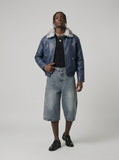 DAXUEN Rhinestone wide-leg denim culottes — model photo