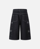 DAXUEN Rhinestone wide-leg denim culottes