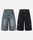 DAXUEN Rhinestone wide-leg denim culottes