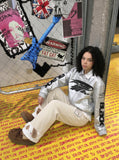 DAXUEN Wide-leg sweatpants with dog face appliqués — model photo