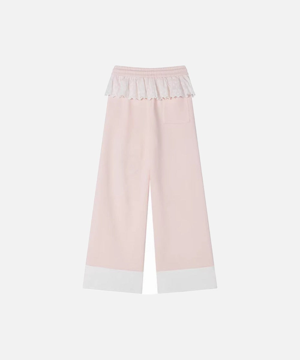 DAXUEN Wide-leg sweatpants with dog face appliqués