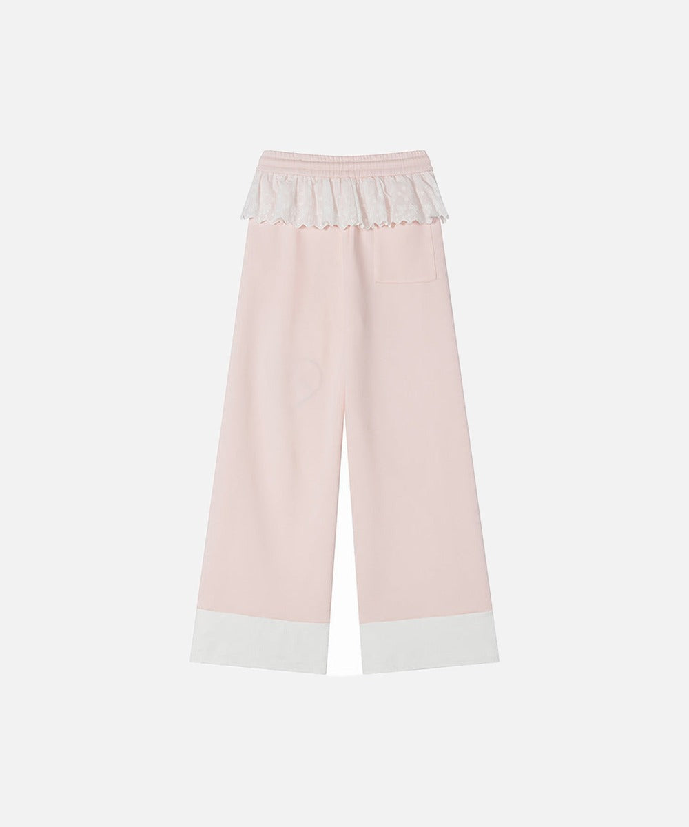 DAXUEN Wide-leg sweatpants with dog face appliqués