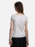 DAXUEN black ribbed scoop neck t-shirt with logo