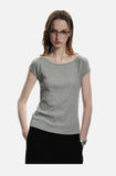 DAXUEN black ribbed scoop neck t-shirt with logo