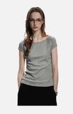 DAXUEN black ribbed scoop neck t-shirt with logo