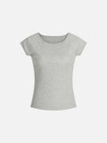 Ribbed Black Scoop Neck Tee