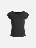 Ribbed Black Scoop Neck Tee