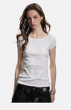 DAXUEN black ribbed scoop neck t-shirt with logo