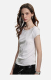 DAXUEN black ribbed scoop neck t-shirt with logo