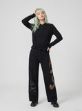 DAXUEN Ribbed long sleeve Henley top with adjustable hem — model photo