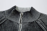 DAXUEN light grey ribbed knit mock neck cardigan