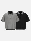 DAXUEN Relaxed fit ribbed knit polo shirt