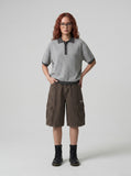 DAXUEN Relaxed fit ribbed knit polo shirt — model photo