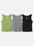 DAXUEN Set of three ribbed tank tops in solid colors