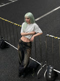 DAXUEN Oversized Graffiti Script Tee — model photo