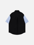 DAXUEN Oversized short-sleeve button-up shirt with stripes and embroidery