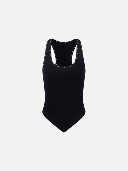 Rivet camouflage sleeveless top
