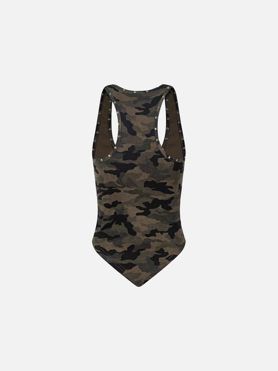 Rivet camouflage sleeveless top