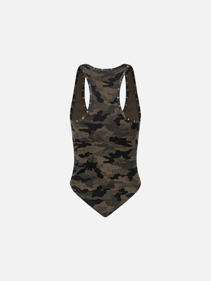 Rivet camouflage sleeveless top
