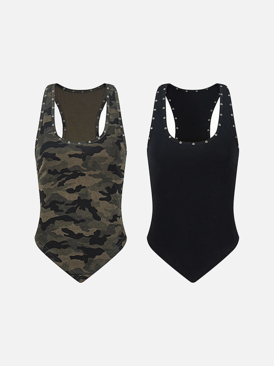Rivet camouflage sleeveless top