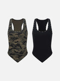Rivet camouflage sleeveless top