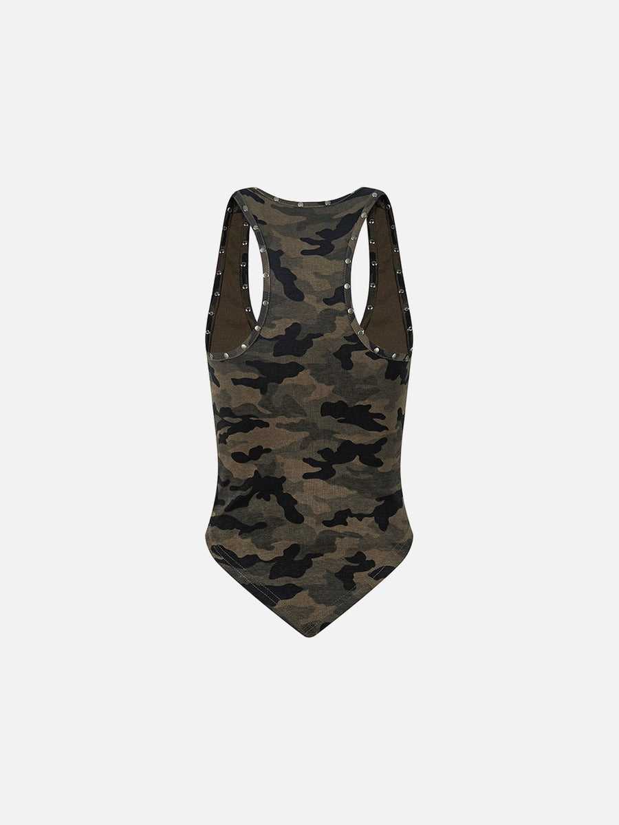 Rivet camouflage sleeveless top