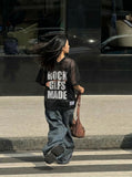 DAXUEN Oversized mesh short-sleeve V-neck T-shirt — model photo