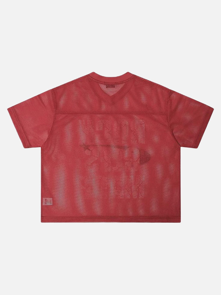 DAXUEN Oversized mesh short-sleeve V-neck T-shirt