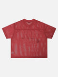 DAXUEN Oversized mesh short-sleeve V-neck T-shirt