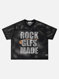 DAXUEN Oversized mesh short-sleeve V-neck T-shirt