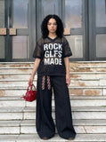 DAXUEN ROCK GLFS mesh short-sleeved V-neck T-shirt — model photo