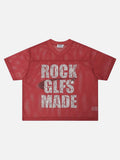 DAXUEN ROCK GLFS mesh short-sleeved V-neck T-shirt