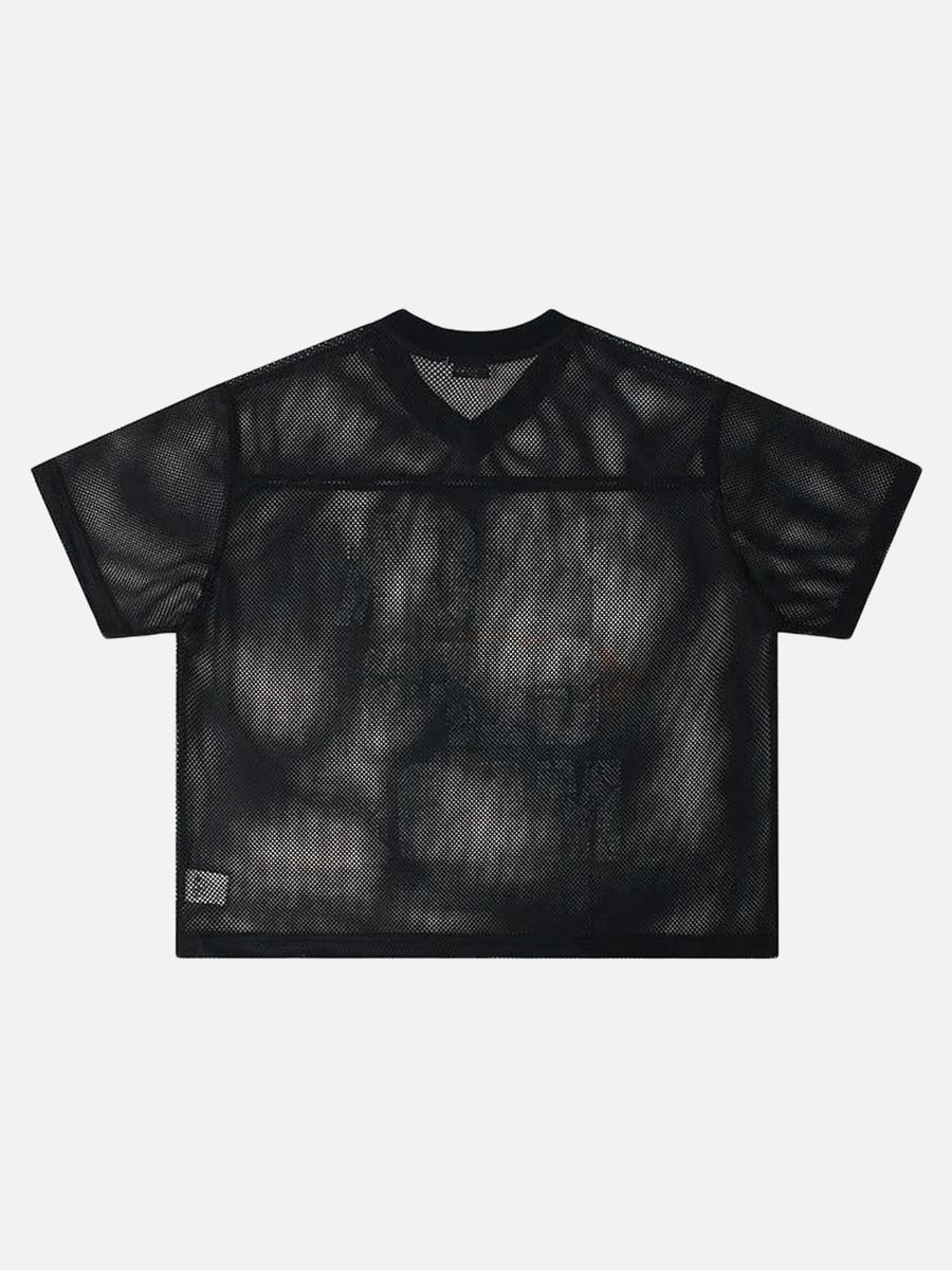 DAXUEN ROCK GLFS mesh short-sleeved V-neck T-shirt