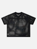 DAXUEN ROCK GLFS mesh short-sleeved V-neck T-shirt