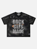 DAXUEN ROCK GLFS mesh short-sleeved V-neck T-shirt