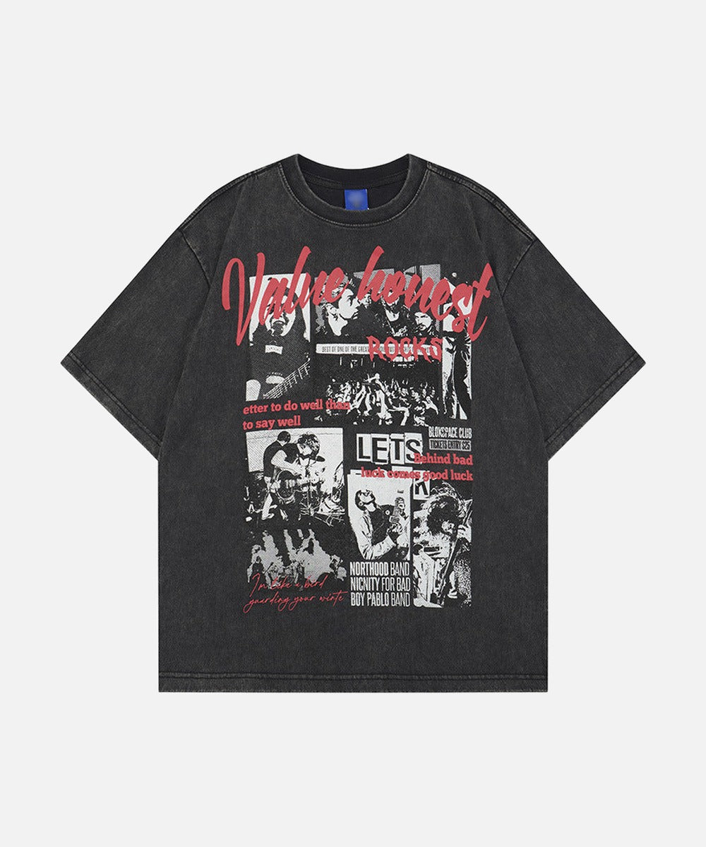 DAXUEN Oversized graphic T-shirt with band print